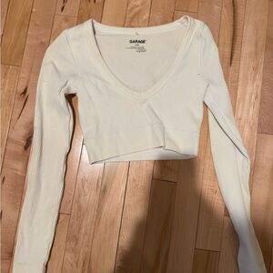 Garage Women's Cream Ribbed Crop Top